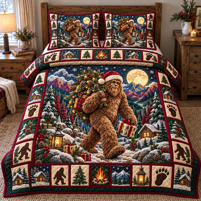 Bigfoot Christmas Delivery 3-Piece Quilted Bedding Set GFTOTP23056