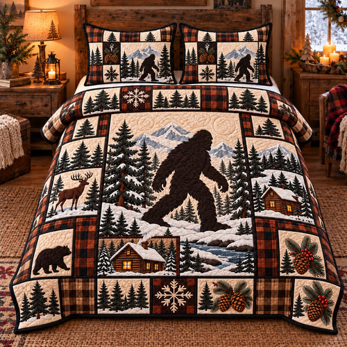 Rustic Bigfoot Patchwork 3-Piece Quilted Bedding Set GFTOTP23058