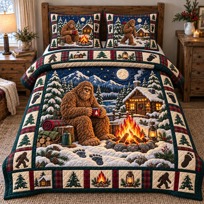 Cozy Bigfoot Campfire 3-Piece Quilted Bedding Set GFTOTP23059