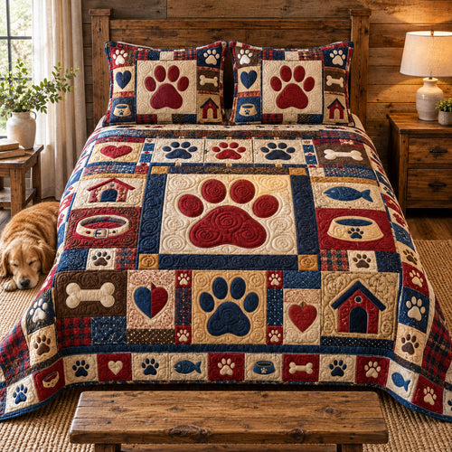 Rustic Paw Patchwork 3-Piece Quilted Bedding Set GFTOTP23061