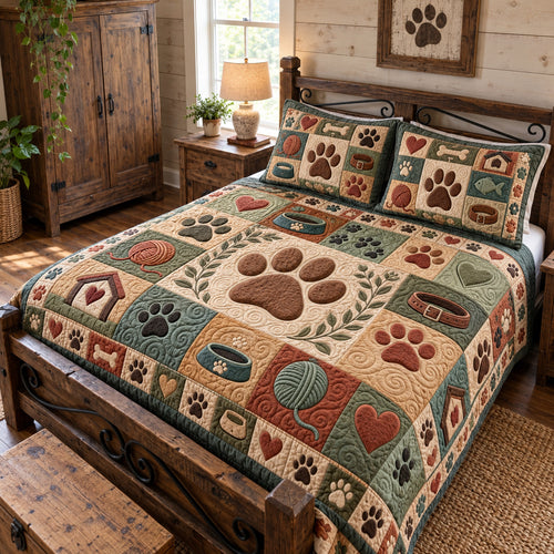 Rustic Paw Patchwork 3-Piece Quilted Bedding Set GFTOTP23062