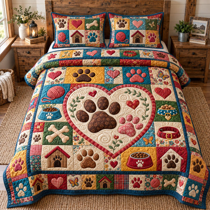 Rustic Paw Patchwork 3-Piece Quilted Bedding Set GFTOTP23063