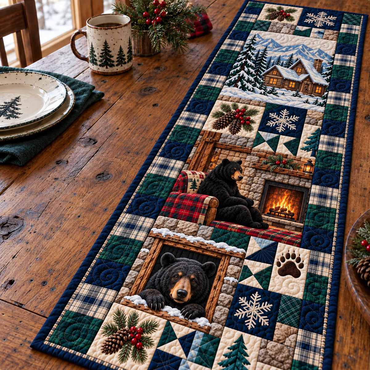 Winter Forest Patchwork Quilted Table Runner GFTOTP23078