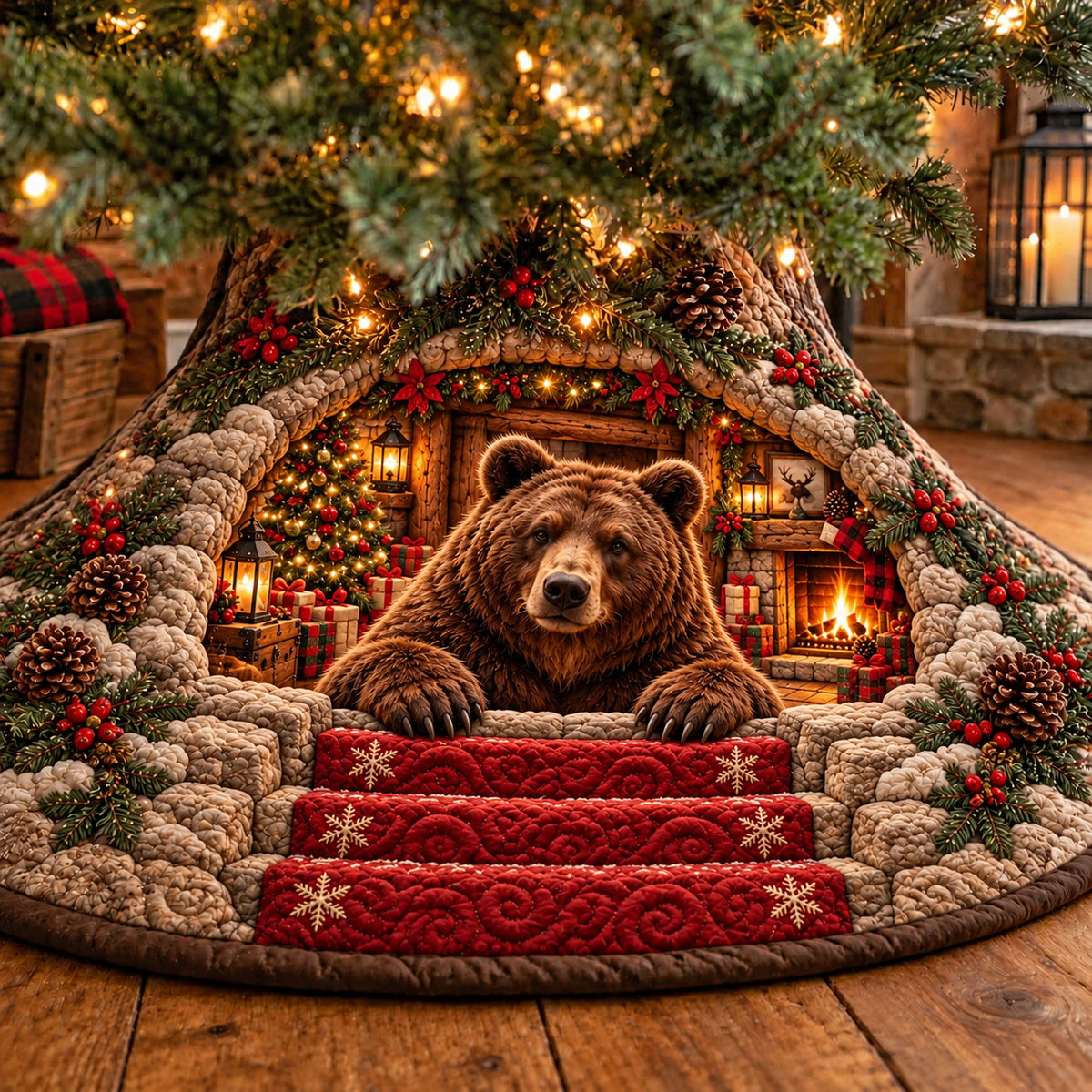 Winter Rustic Guardian Quilted Tree Skirt GFTOTP23082