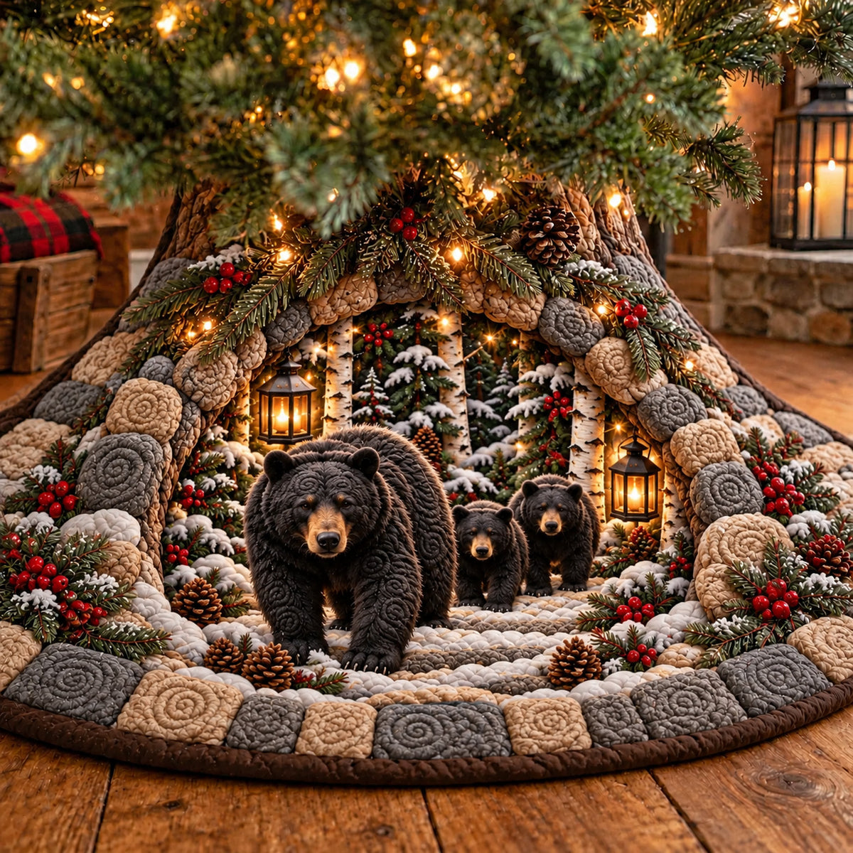 Winter Rustic Guardian Quilted Tree Skirt GFTOTP23085