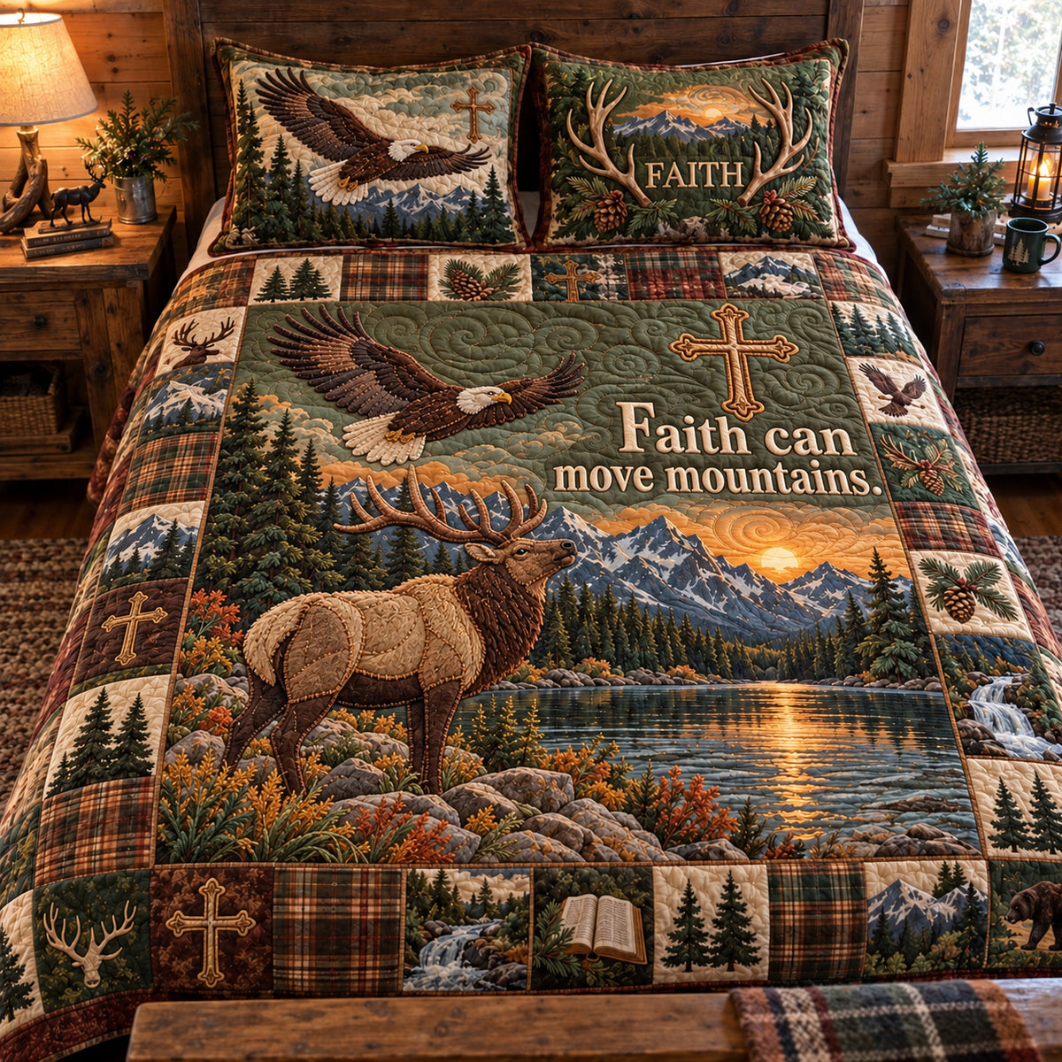 Faith Can Move Mountains 3-Piece Quilted Bedding Set GFTOTP23103