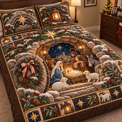 Cave Nativity 3-Piece Quilted Bedding Set GFTOTP23119