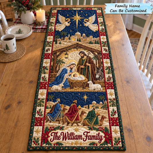 Personalized Nativity Scene Quilted Table Runner QTCUZ GFTOTP23127