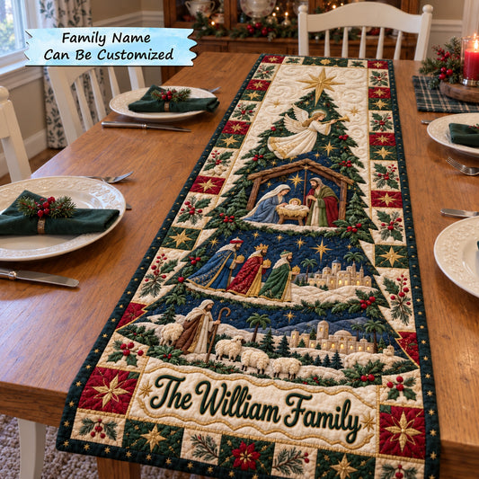 Personalized Nativity Scene Quilted Table Runner QTCUZ GFTOTP23129