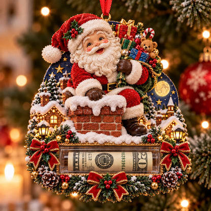 Jolly Santa Christmas Cash Mica Ornament GFTOTP23145