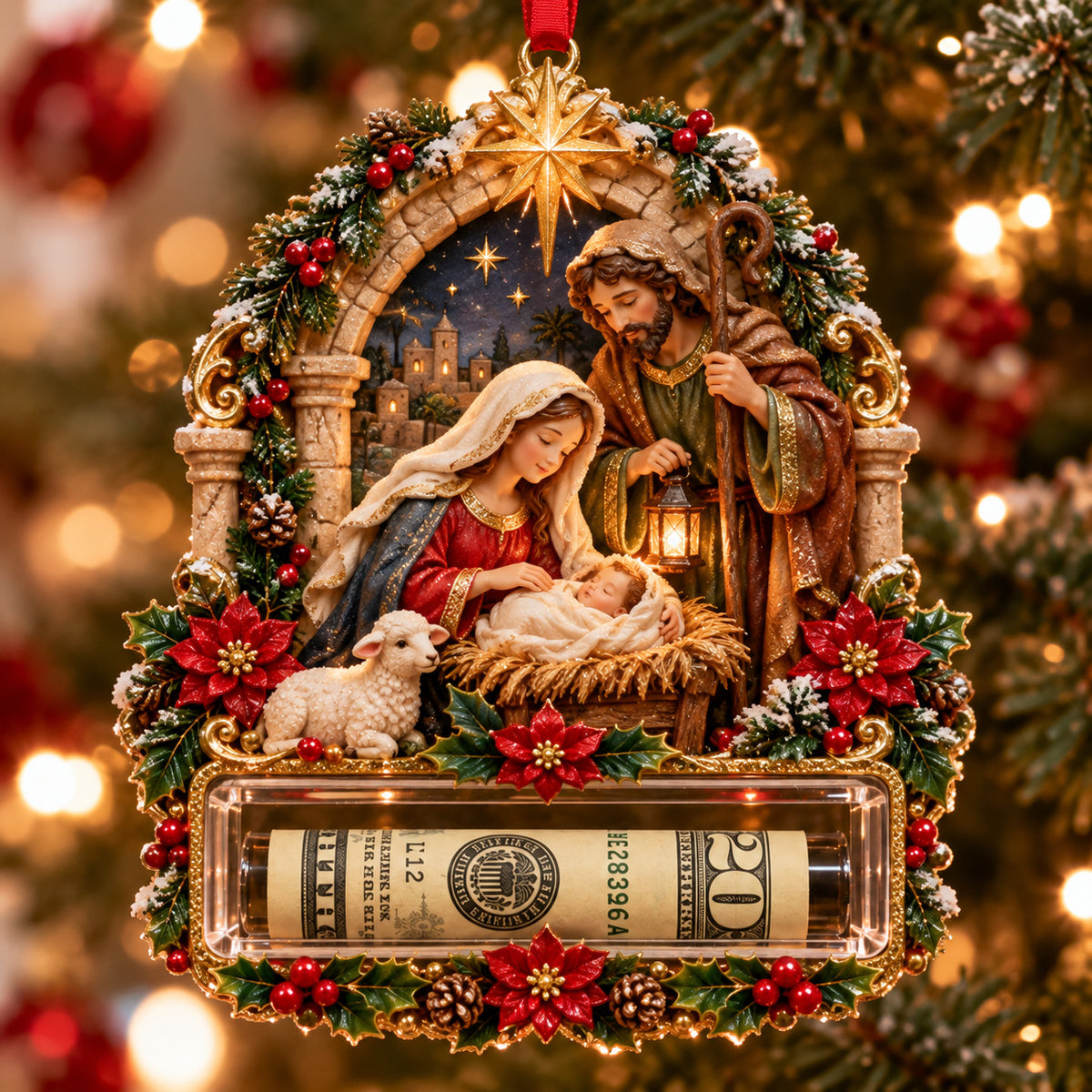 Nativity Scene Christmas Cash Mica Ornament GFTOTP23146