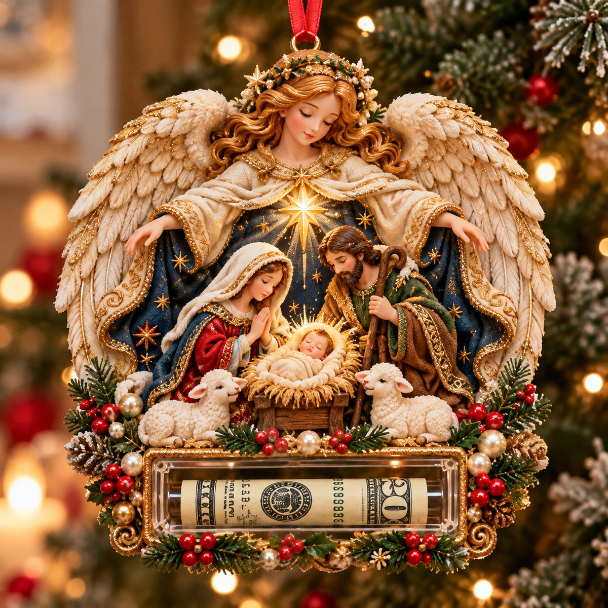 Nativity Scene Christmas Cash Mica Ornament GFTOTP23146