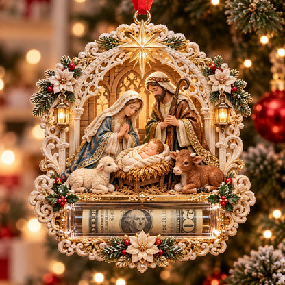 Nativity Scene Christmas Cash Mica Ornament GFTOTP23146