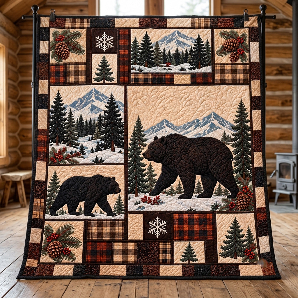 Winter Wilderness Bear Quilted Blanket GFTOTP23273