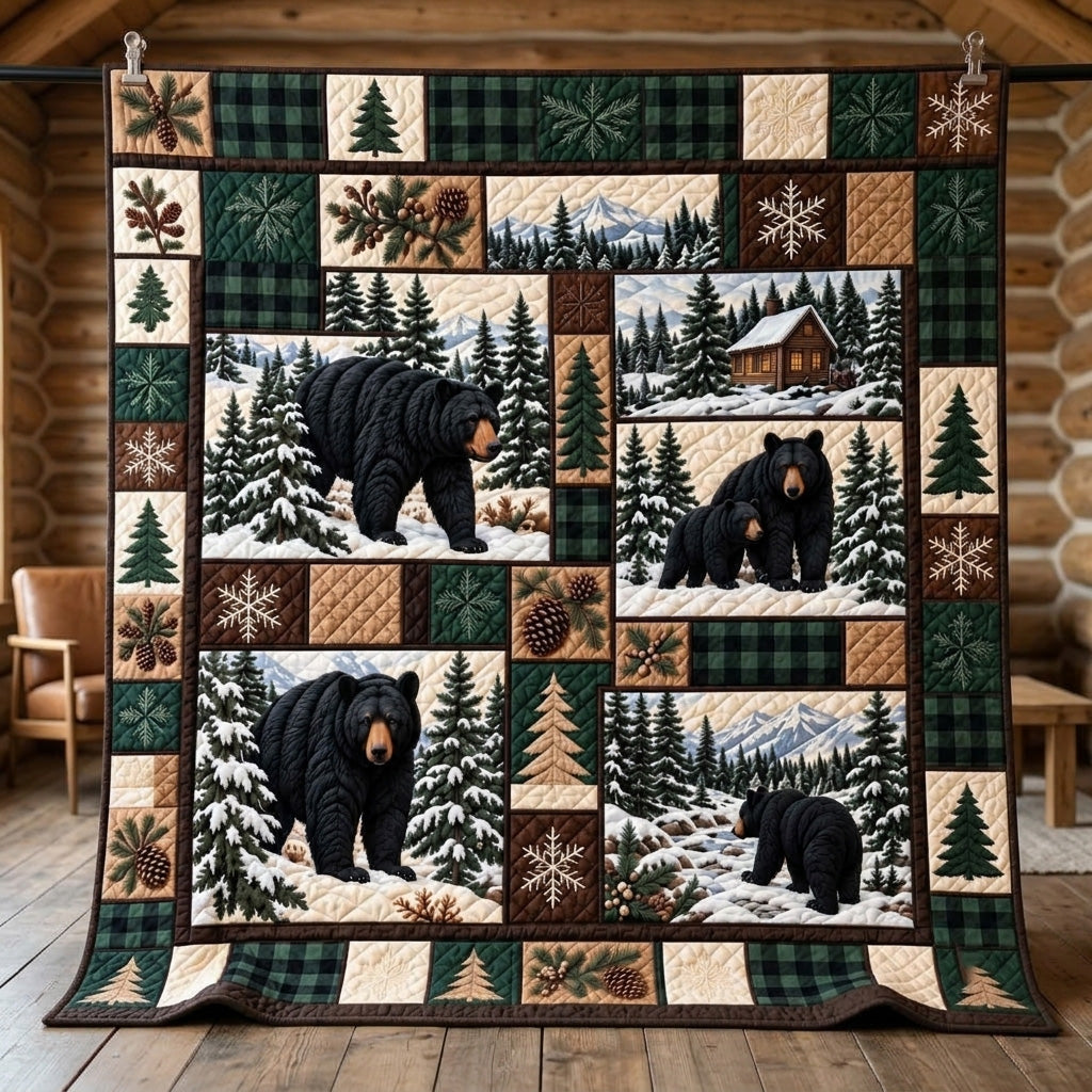 Winter Wilderness Bear Quilted Blanket GFTOTP23274