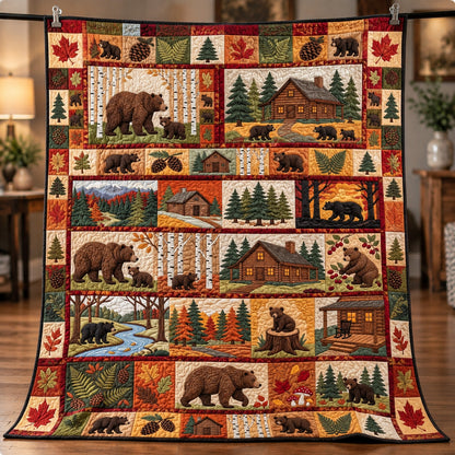 Rustic Bear Cabin Quilted Blanket GFTOTP23275