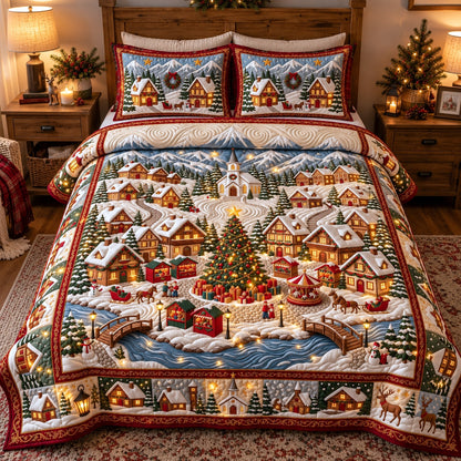Festive Town Center 3-Piece Quilted Bedding Set GFTOTP23280