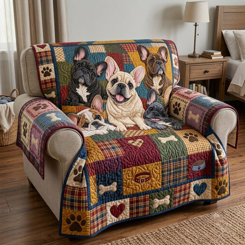 Happy Frenchie Quilted Sofa Cover GFTOTP23283