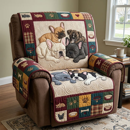 Lazy Frenchie Nap Quilted Sofa Cover GFTOTP23286