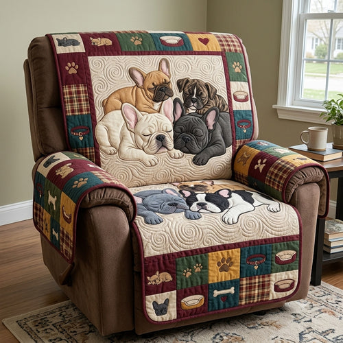 Lazy Frenchie Nap Quilted Sofa Cover GFTOTP23286