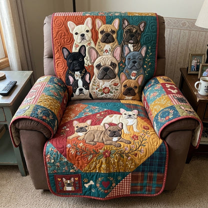 Autumn Frenchie Patchwork Quilted Sofa Cover GFTOTP23288