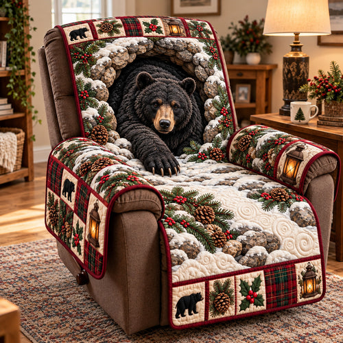 Rustic Winter Bear Quilted Sofa Cover GFTOTP23289