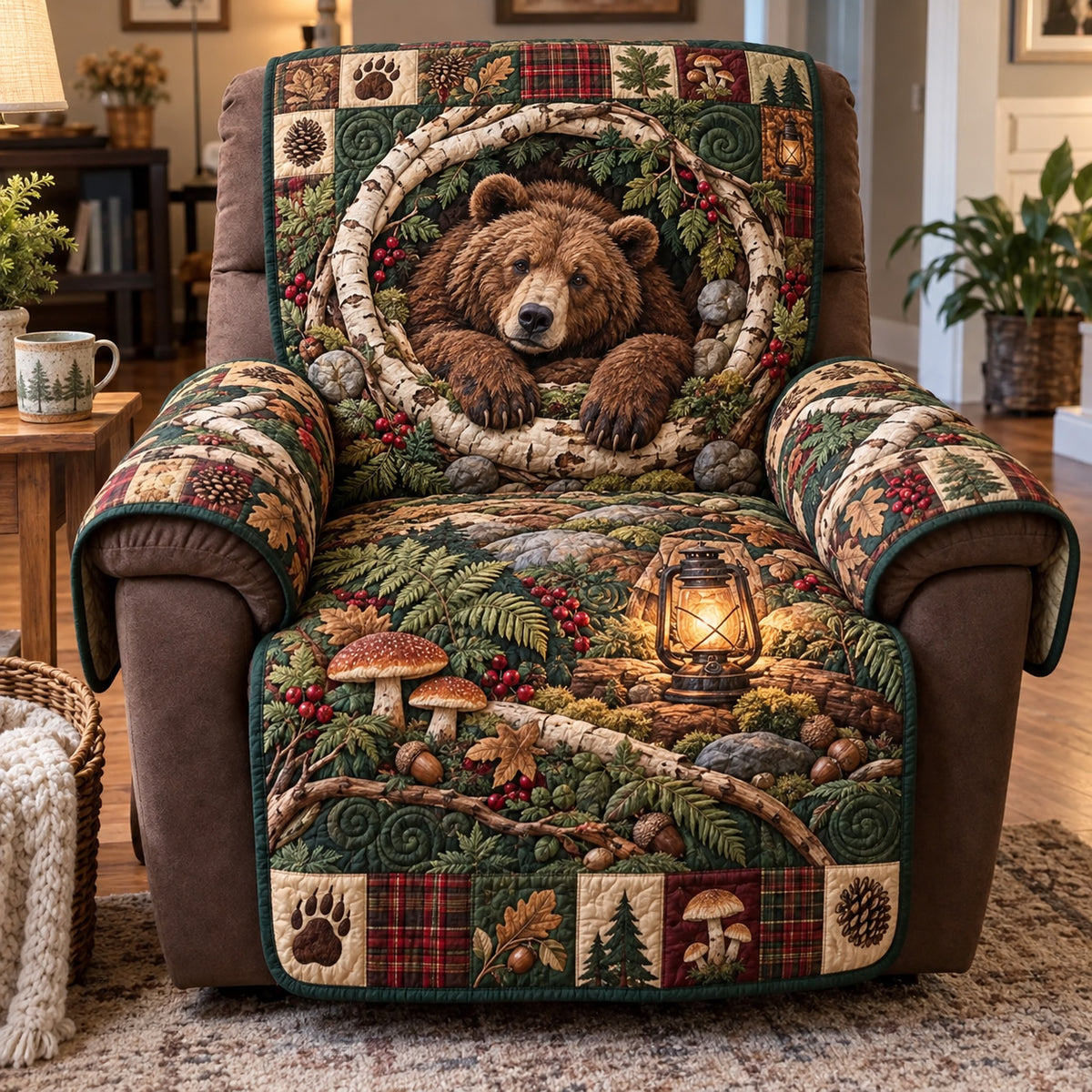 Birch Forest Bear Quilted Sofa Cover GFTOTP23291