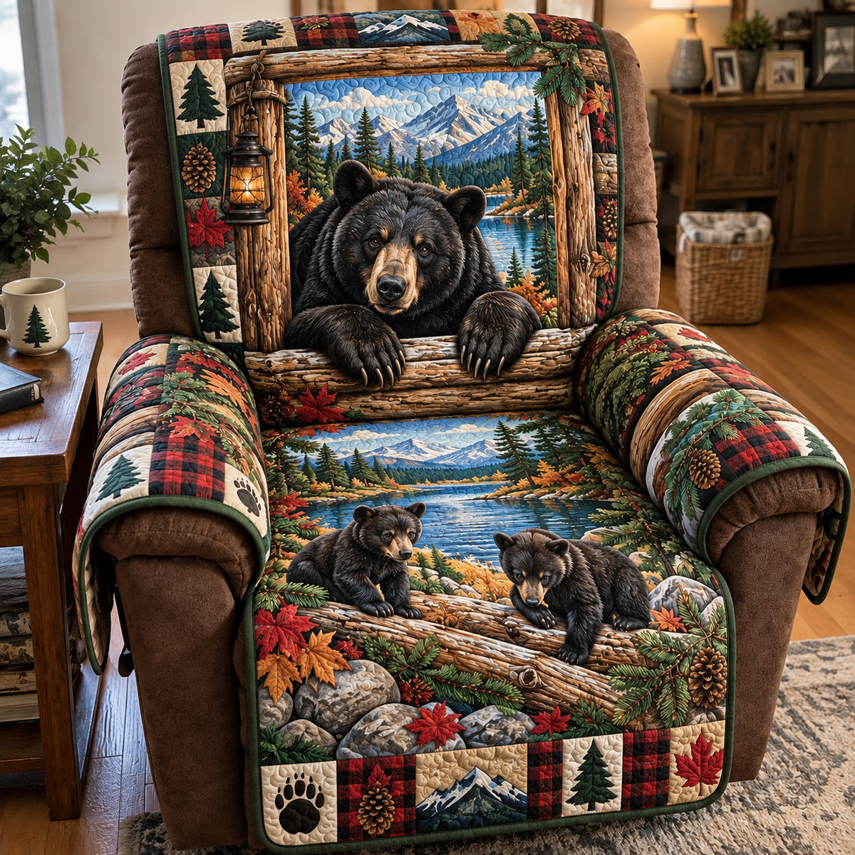 Mountain Bear Family Quilted Sofa Cover GFTOTP23292