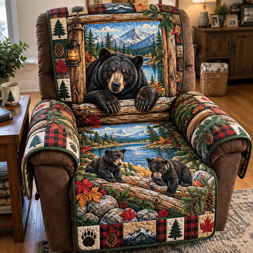 Mountain Bear Family Quilted Sofa Cover GFTOTP23292