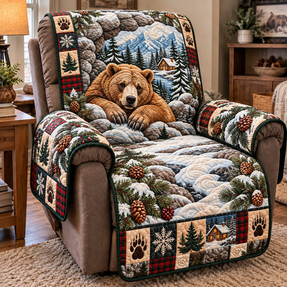 Snowy Mountain Grizzly Quilted Sofa Cover GFTOTP23293