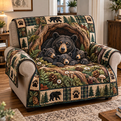 Bear Family Den Quilted Sofa Cover GFTOTP23295