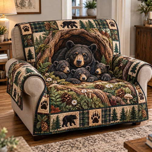 Bear Family Den Quilted Sofa Cover GFTOTP23295