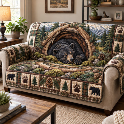 Forest Hollow Bear Quilted Sofa Cover GFTOTP23298