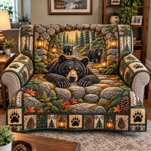 Stone Lodge Bear Quilted Sofa Cover GFTOTP23299