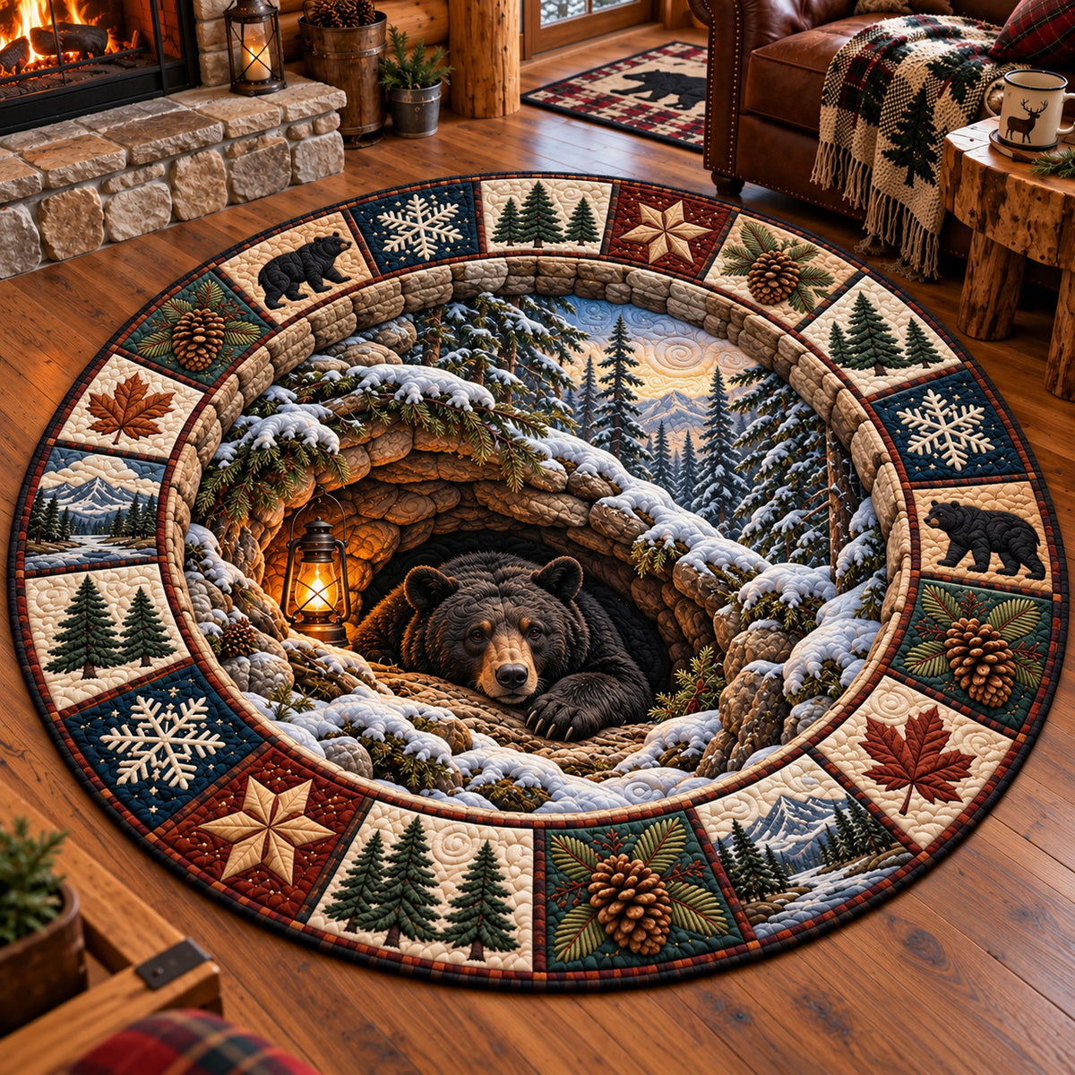Cozy Bear Sanctuary Quilted Round Mat GFTOTP23302