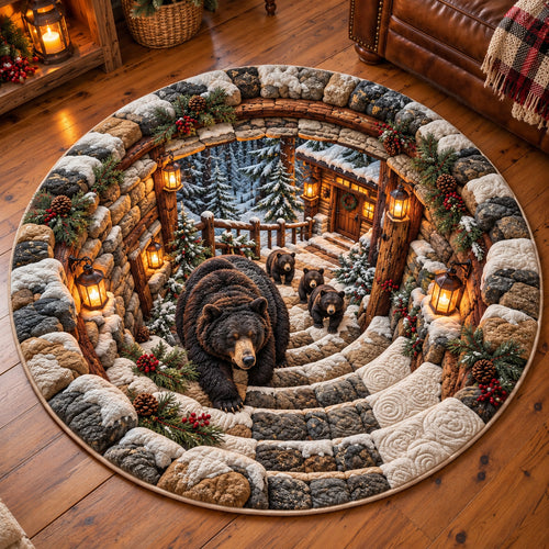Bear Family Trail Quilted Round Mat GFTOTP23303