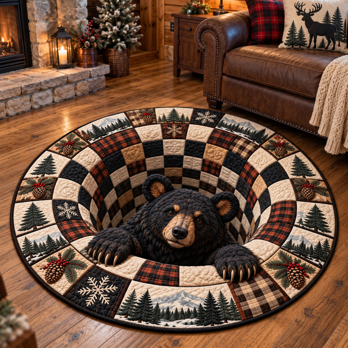 Peekaboo Bear Hole Quilted Round Mat GFTOTP23307