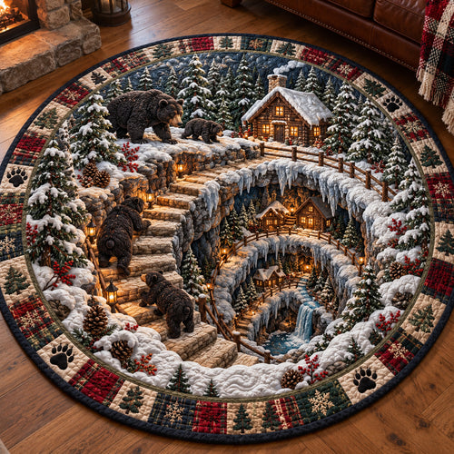 Snowy Canyon Bear Quilted Round Mat GFTOTP23309