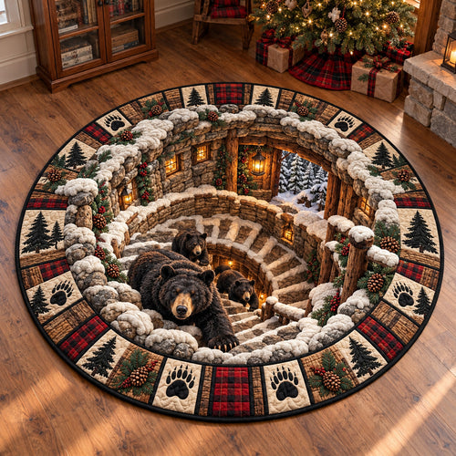 Staircase Bear Cave Quilted Round Mat GFTOTP23311