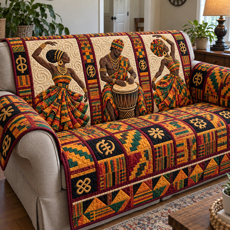 African Rhythms Quilted Sofa Cover GFTOTP23313