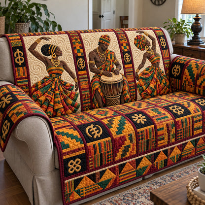 African Rhythms Quilted Sofa Cover GFTOTP23313