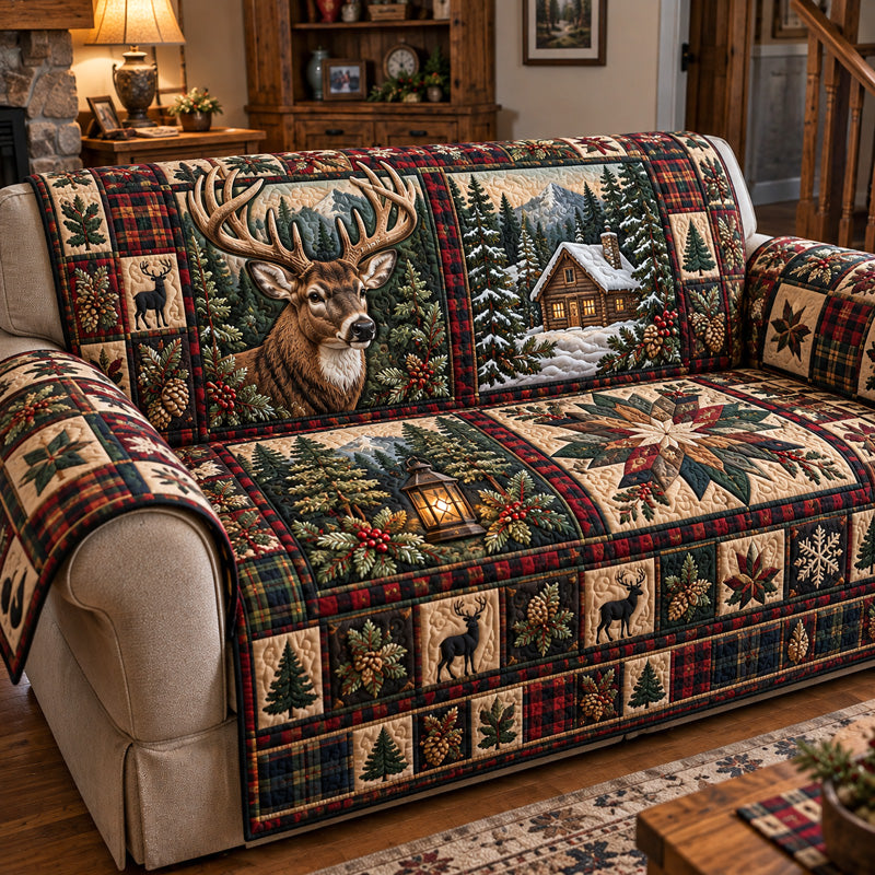 Rustic Winter Charm Quilted Sofa Cover GFTOTP23321