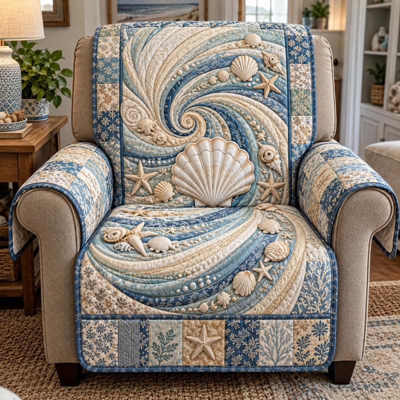 Ocean Shell Swirl Quilted Sofa Cover GFTOTP23325