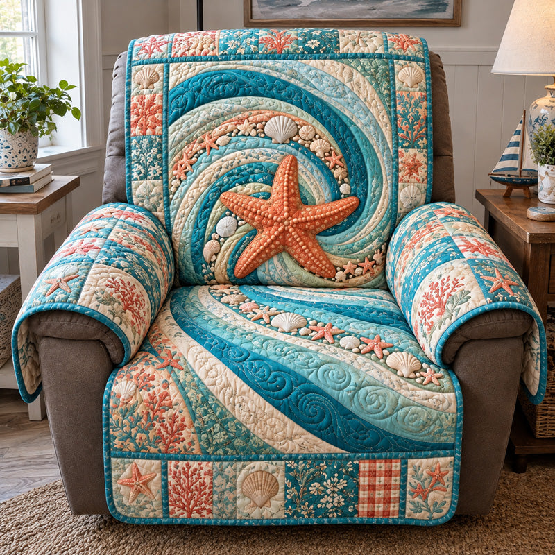 Coral Starfish Swirl Quilted Sofa Cover GFTOTP23326