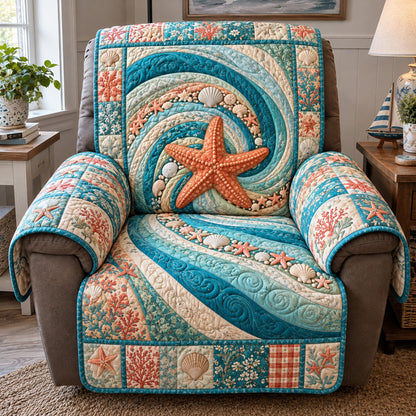 Coral Starfish Swirl Quilted Sofa Cover GFTOTP23326