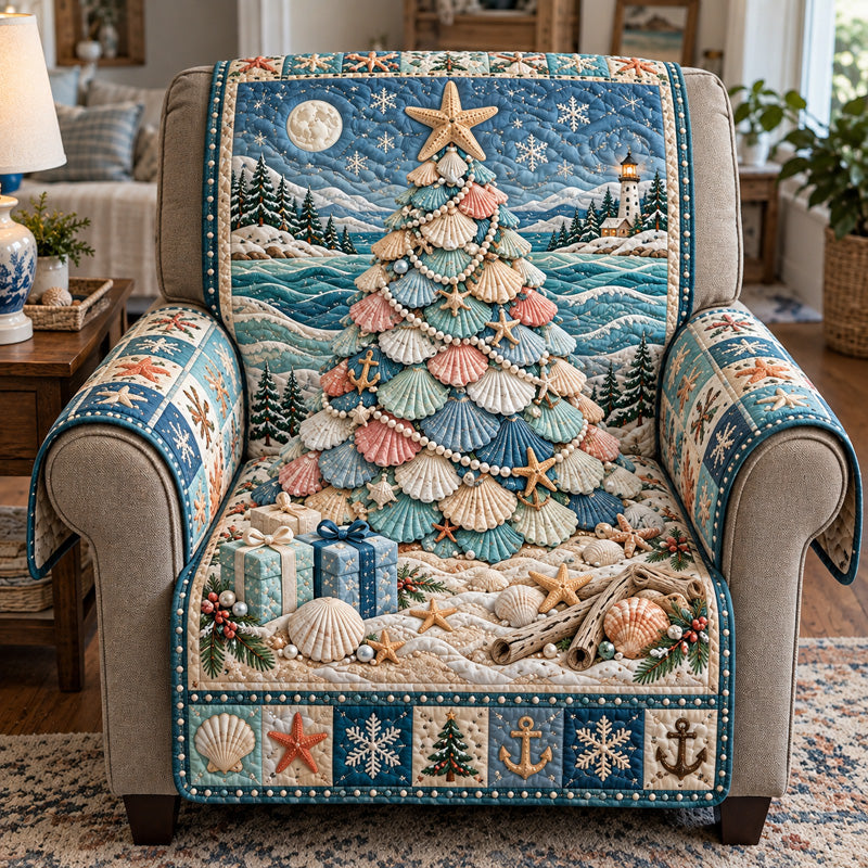 Seashell Christmas Tree Quilted Sofa Cover GFTOTP23328