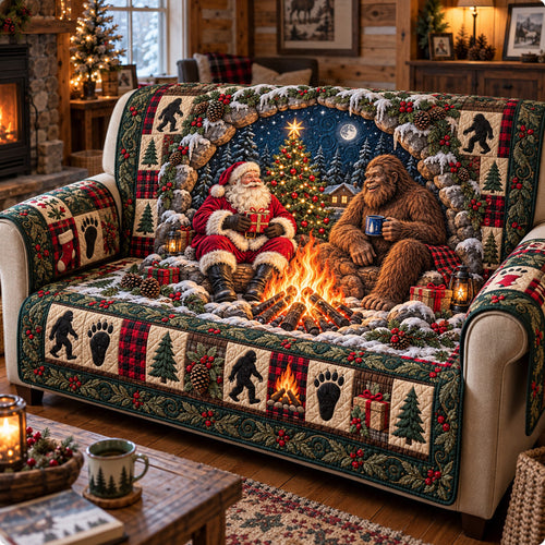 Holiday Fireside Friends Quilted Sofa Cover GFTOTP23332