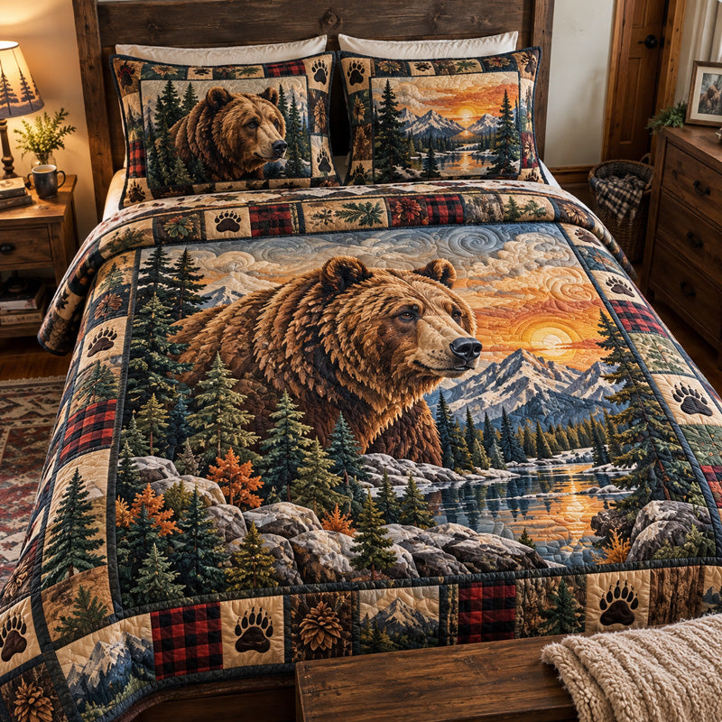 Sunset Ridge Bear 3-Piece Quilted Bedding Set GFTOTP23337