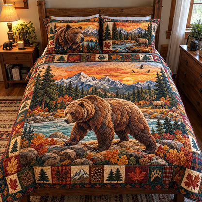 Golden Autumn Trail 3-Piece Quilted Bedding Set GFTOTP23338