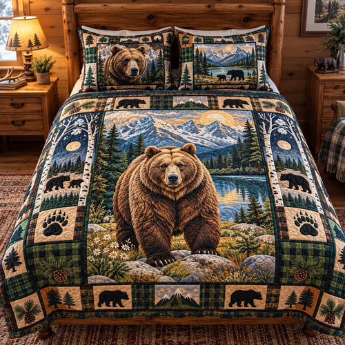 Sunlit Bear Haven 3-Piece Quilted Bedding Set GFTOTP23342